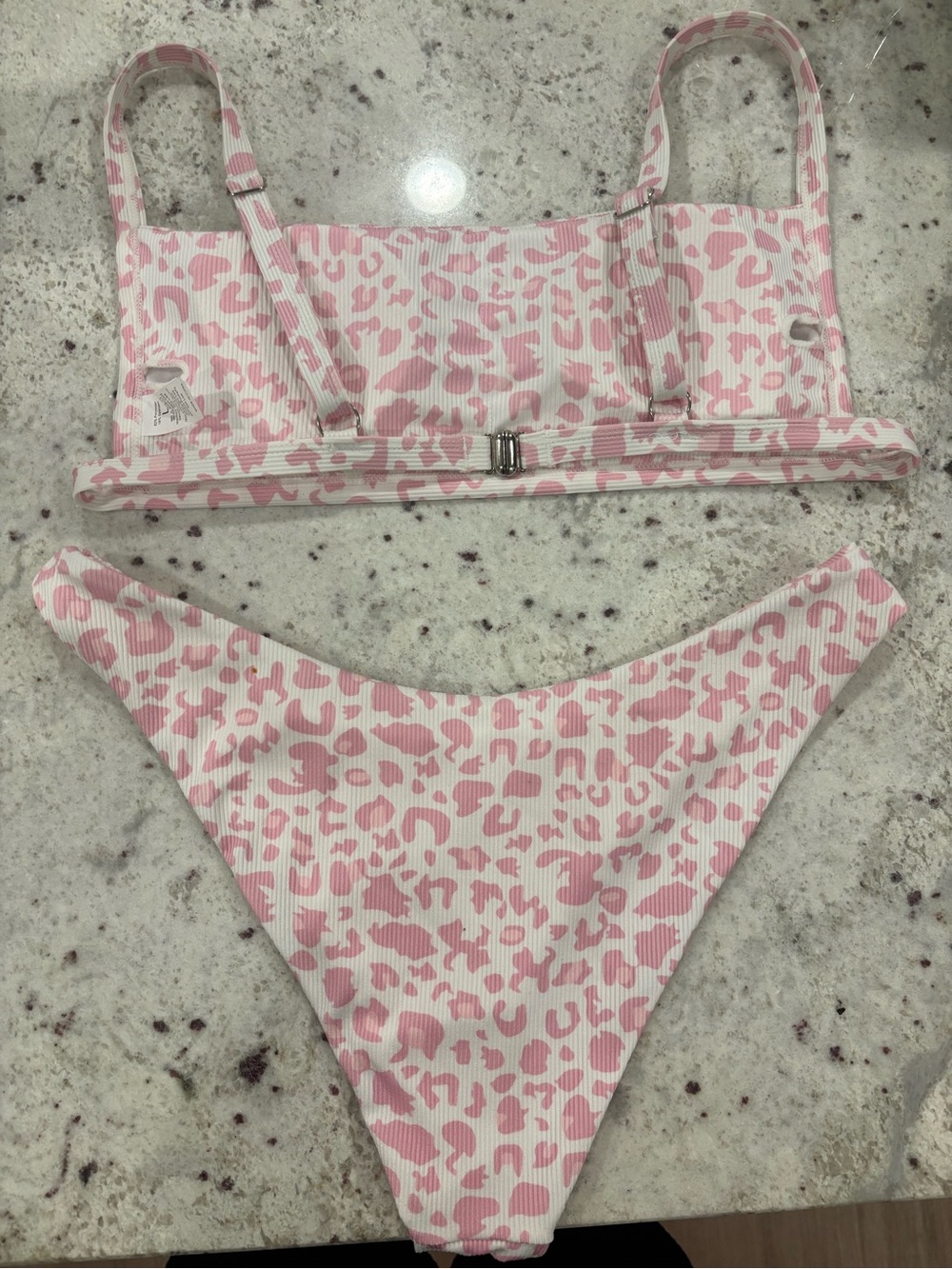 Pink Leopard Ribbed Bikini Set - Picture 2 of 4